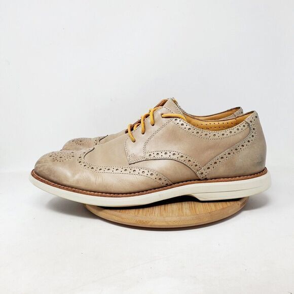 Sperry Gold Cup Oxford Shoes Mens 13 Taupe Leather Wingtip Brogue Sneaker - Picture 1 of 13